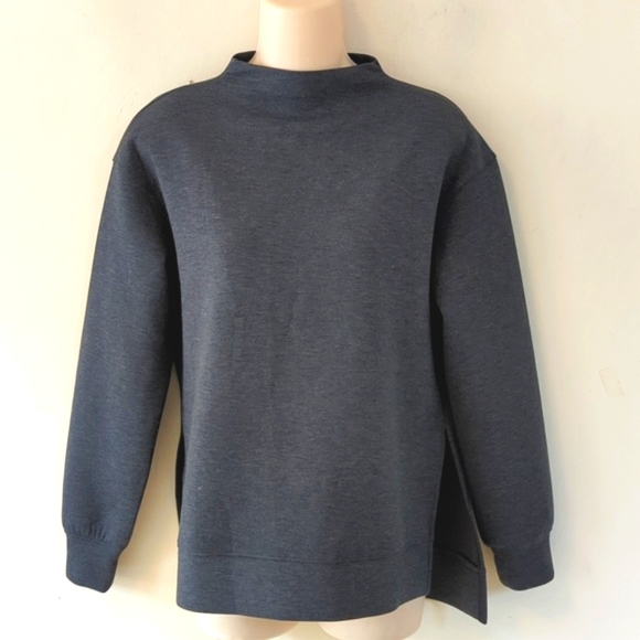 Club Monaco Mock Neck Tricot Sweatshirt Charcoal - Picture 1 of 16